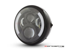 Load image into Gallery viewer, 7" Gloss Black Metal LED Headlight + Integrated DRL & Turn Signals