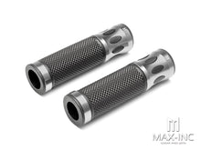 Load image into Gallery viewer, Oval Cut Anodized CNC Machined Aluminum / Rubber Hand Grips - 7/8" (22mm)