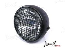 Load image into Gallery viewer, 7 INCH Matte Black Mesh Grill Metal Headlight - H4 / 55w Halogen Sealed Beam