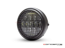 Load image into Gallery viewer, 7" Matte Black Universal Classic Metal Multi Projector LED Headlight + Mesh Grill - 12v / 75w