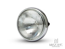 Load image into Gallery viewer, 7" Gloss Black + Chrome Shorty Metal Headlight - 12v / 55w Sealed Beam