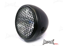 Load image into Gallery viewer, 7 INCH Matte Black Mesh Grill Metal Headlight - H4 / 55w Halogen Sealed Beam