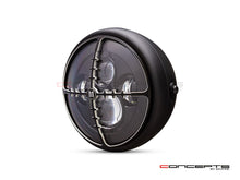 Load image into Gallery viewer, 7" Matte Black + Contrast Multi Projector LED Headlight + Cross Hairs Grill Cover