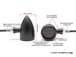Truro Black CNC Machined Billet Alum Integrated LED Turn Signals
