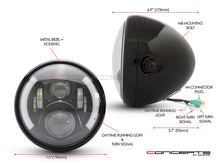 Load image into Gallery viewer, 7" Gloss Black Metal LED Headlight + Integrated DRL & Turn Signals