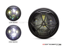 Load image into Gallery viewer, 7" Matte Black + Contrast Multi Projector LED Headlight + J-Rob Grill Cover