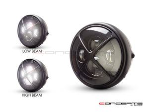 7" Matte Black Multi Projector LED Headlight + X Cross Cover