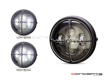 Load image into Gallery viewer, 7" Matte Black + Contrast Multi Projector LED Headlight + Cross Hairs Grill Cover