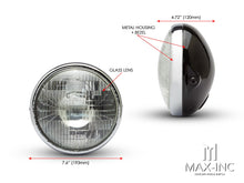 Load image into Gallery viewer, 7" Gloss Black + Chrome Shorty Metal Headlight - 12v / 55w Sealed Beam