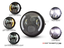 Load image into Gallery viewer, 7" Gloss Black Metal LED Headlight + Integrated DRL & Turn Signals