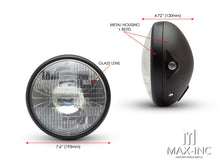 Load image into Gallery viewer, 7" Matte Black Shorty Metal Headlight - 12v / 55w Sealed Beam