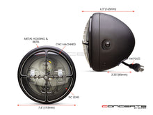 Load image into Gallery viewer, 7" Matte Black + Contrast Multi Projector LED Headlight + Cross Hairs Grill Cover