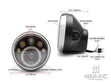 Load image into Gallery viewer, 7" Black & Chrome Universal Multi Projector LED Headlight with Halo Ring - Emarked