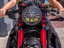 Load image into Gallery viewer, 7" Matte Black + Contrast Cut Metal LED Integrated Headlight + Anarchy Grill Cover