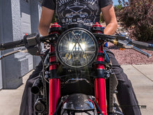 Load image into Gallery viewer, 7" Matte Black + Contrast Cut Metal LED Integrated Headlight + Anarchy Grill Cover