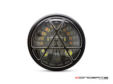 Load image into Gallery viewer, 7" Matte Black + Contrast Cut Metal LED Integrated Headlight + Anarchy Grill Cover