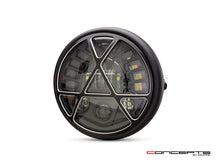Load image into Gallery viewer, 7" Matte Black + Contrast Cut Metal LED Integrated Headlight + Anarchy Grill Cover