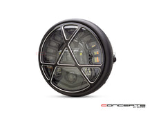 Load image into Gallery viewer, 7" Matte Black + Contrast Cut Metal LED Integrated Headlight + Anarchy Grill Cover