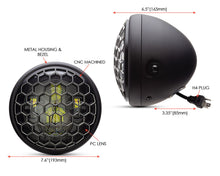 Load image into Gallery viewer, 7" Matte Black + Contrast Multi Projector LED Headlight + Honeycomb Grill Cover