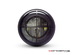 7" Matte Black Multi Projector LED Headlight + Beemer Grill Cover