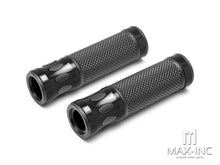 Load image into Gallery viewer, Oval Cut Anodized CNC Machined Aluminum / Rubber Hand Grips - 7/8&quot; (22mm)
