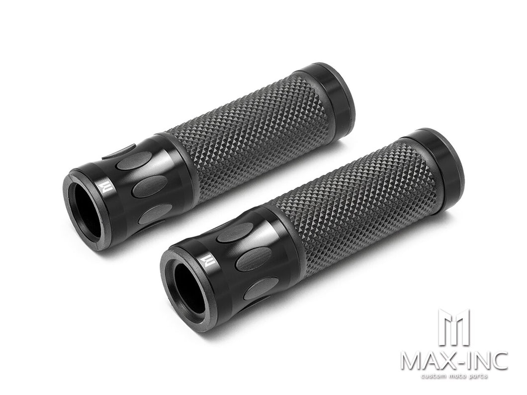 Oval Cut Anodized CNC Machined Aluminum / Rubber Hand Grips - 7/8