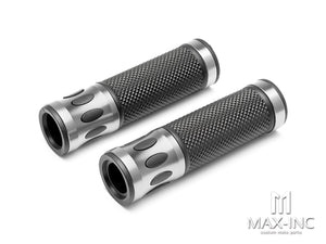 Oval Cut Anodized CNC Machined Aluminum / Rubber Hand Grips - 7/8" (22mm)