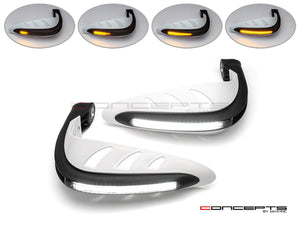 Universal LED Handguards with Integrated Daytime Running Lights + Turn Signals - Cool White / Amber