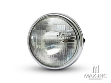 Load image into Gallery viewer, 7&quot; Gloss Black + Chrome Shorty Metal Headlight - 12v / 55w Sealed Beam
