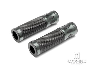 Oval Cut Anodized CNC Machined Aluminum / Rubber Hand Grips - 7/8" (22mm)