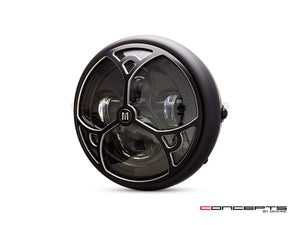 7" Multi Projector LED Headlight + Tri-Deco Grill Cover