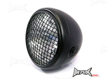Load image into Gallery viewer, 7 INCH Matte Black Mesh Grill Metal Headlight - H4 / 55w Halogen Sealed Beam
