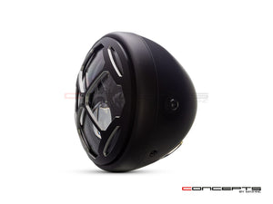 7" Matte Black + Contrast Multi Projector LED Headlight + Rukis Grill Cover