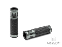 Load image into Gallery viewer, Oval Cut Anodized CNC Machined Aluminum / Rubber Hand Grips - 7/8&quot; (22mm)
