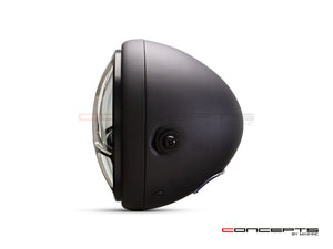 7" Matte Black + Contrast Multi Projector LED Headlight + Anarchy Grill Cover