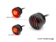 Load image into Gallery viewer, 1.65&quot; Matte Black Mini Flush Mount CNC Billet Alum Prison Grill LED Stop / Tail Light
