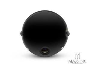 7" Gloss Black + Chrome Shorty Metal Headlight - 12v / 55w Sealed Beam