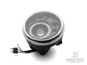 7" Black & Chrome Universal Multi Projector LED Headlight with Halo Ring - Emarked