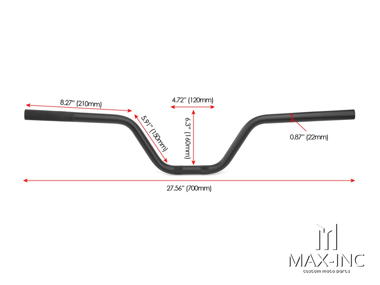 Black Alloy Cafe Racer Ape Bars - 7/8 (22mm)