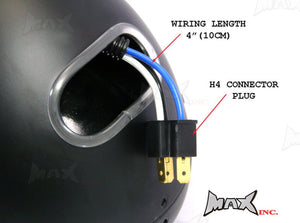 7 INCH Matte Black Mesh Grill Metal Headlight - H4 / 55w Halogen Sealed Beam