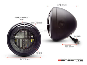 7" Matte Black Multi Projector LED Headlight + Beemer Grill Cover