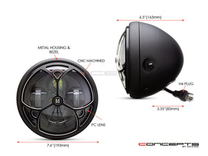 7" Multi Projector LED Headlight + Tri-Deco Grill Cover