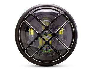 7" Matte Black + Contrast Multi Projector LED Headlight + Titan Grill Cover