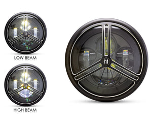 7" Multi Projector LED Headlight + Tri-Pro Grill Cover